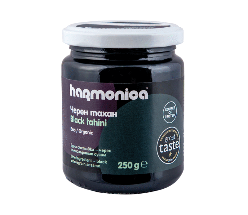 Harmonica crni tahini od cjelovitog sezama, organski, 250 g, dobitnik Great Taste nagrade