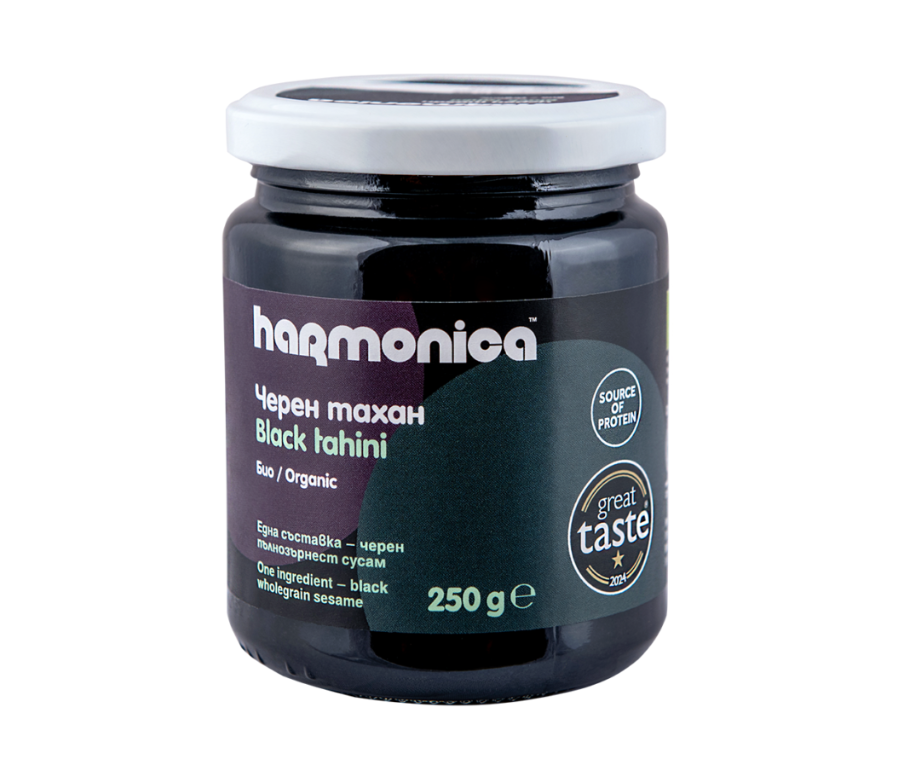Harmonica crni tahini od cjelovitog sezama, organski, 250 g, dobitnik Great Taste nagrade