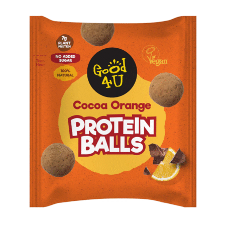 Good 4U Protein Balls Cocoa Orange – proteinske kuglice s okusom kakaa i naranče, bez dodanog šećera, veganske