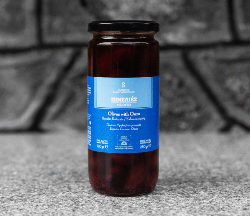 PINELIES - Gurmanske Kalamata masline (Kalamon) s Ouzom 250g | SAKELLAROPOULOS