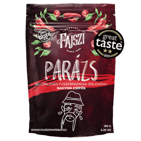 Pakiranje Fajszi Parázs mljevene paprike ekstra ljute s oznakom Great Taste 2022.