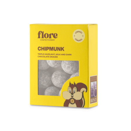 Draže od mliječne i tamne čokolade s piemontskim lješnjakom u žutom pakiranju Flore Confectionery