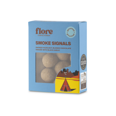 Flore Confectionery Smoke Signals draže s dimljenim lješnjakom, blond čokoladom i crnim češnjakom